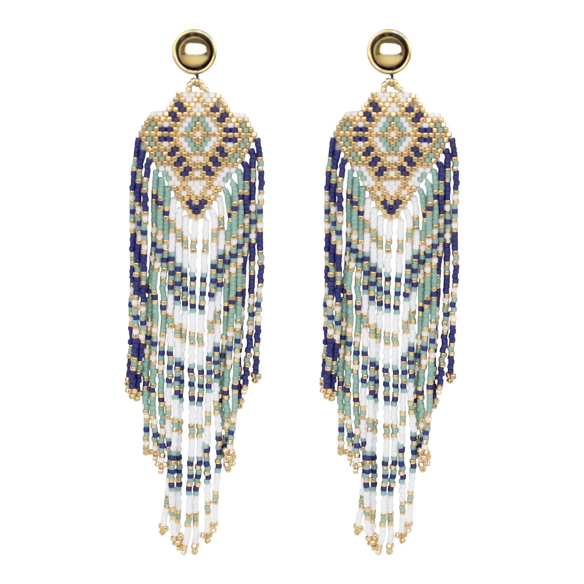 Azure Beaded Earrings-Earrings-Good Tidings