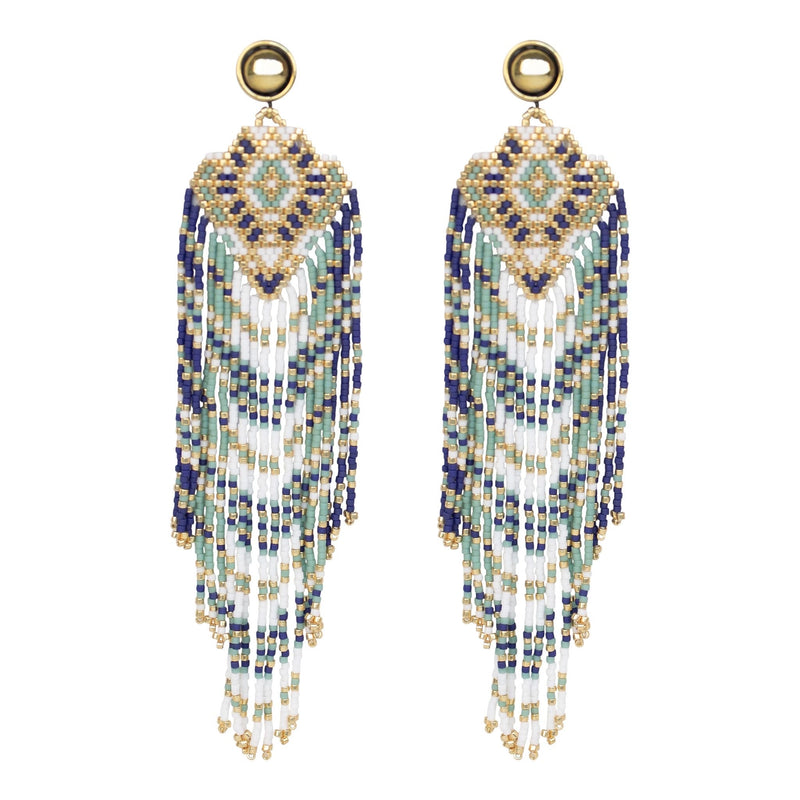 Azure Beaded Earrings-Earrings-Good Tidings