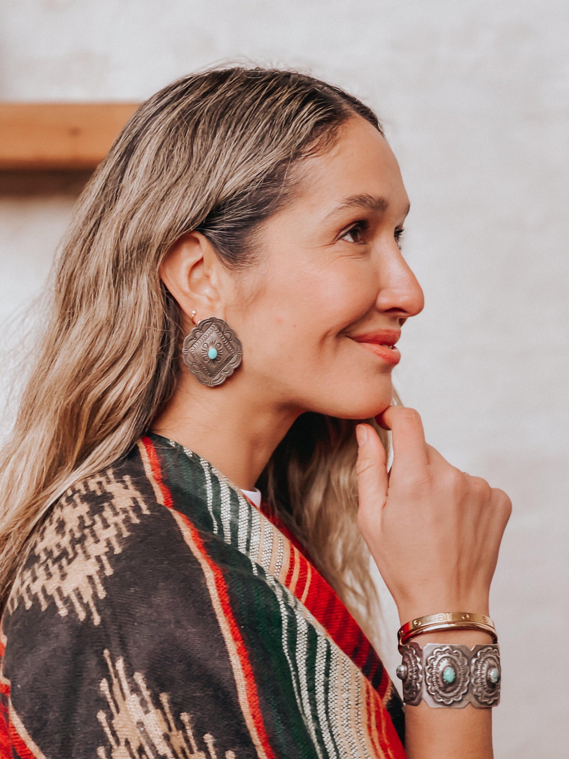 Concho Turquoise Earrings-Earrings-Good Tidings