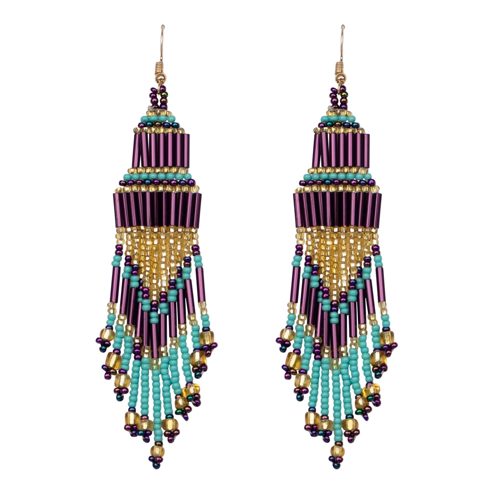 Encuentro beaded Boho Earrings - Lavender Gold-Earrings-Good Tidings