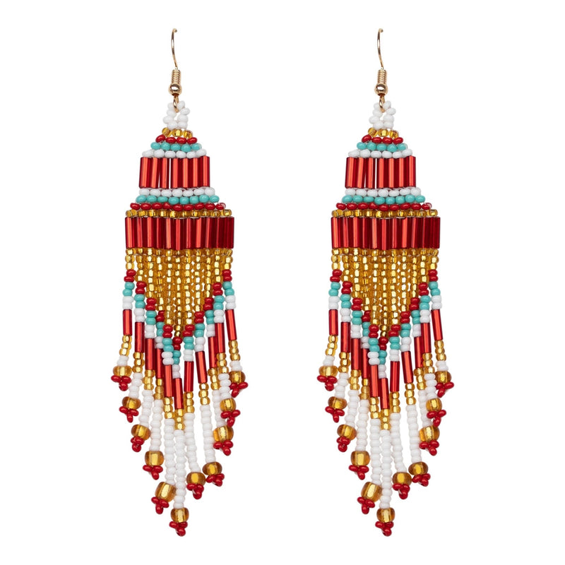 Encuentro beaded Boho earrings - Carmine Red-Earrings-Good Tidings