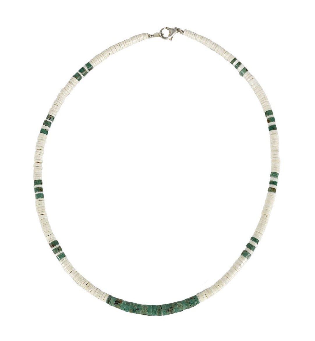 Green Turquoise, Bone and Sterling Silver Necklace-Necklace-Good Tidings