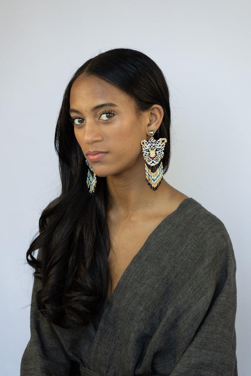 Jaguar Beaded Earrings-Earrings-Good Tidings