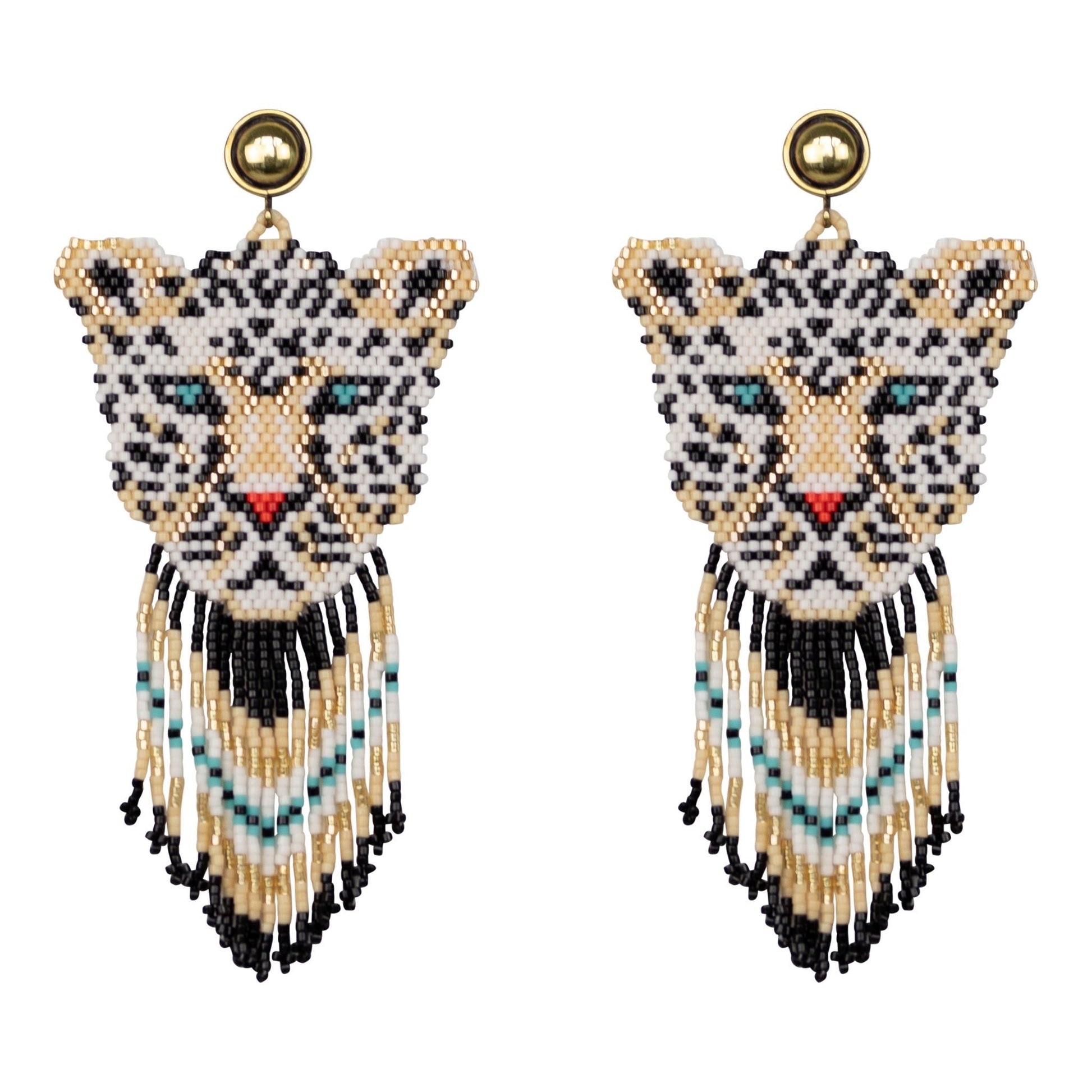 Jaguar Beaded Earrings-Earrings-Good Tidings