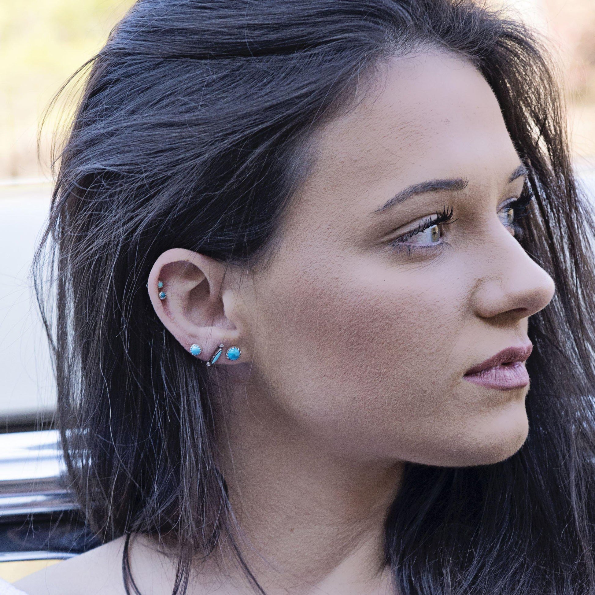 Petite Sterling Silver and Turquoise Studs-Earrings-Good Tidings