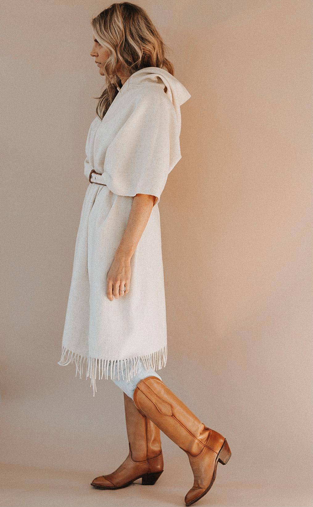 Sanctuary Wool Cape with Hood Off White-Poncho-Good Tidings