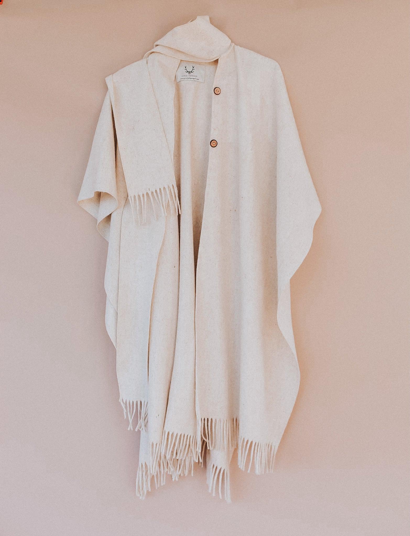 Sanctuary Wool button-front Cape Off White-Poncho-Good Tidings
