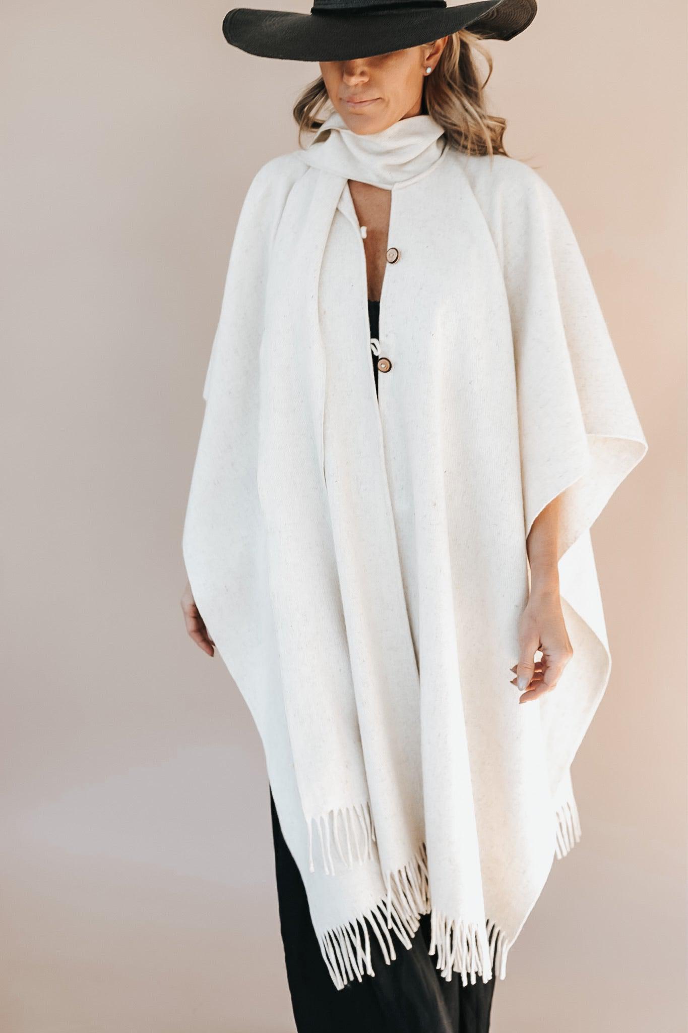 Sanctuary Wool button-front Cape Off White-Poncho-Good Tidings