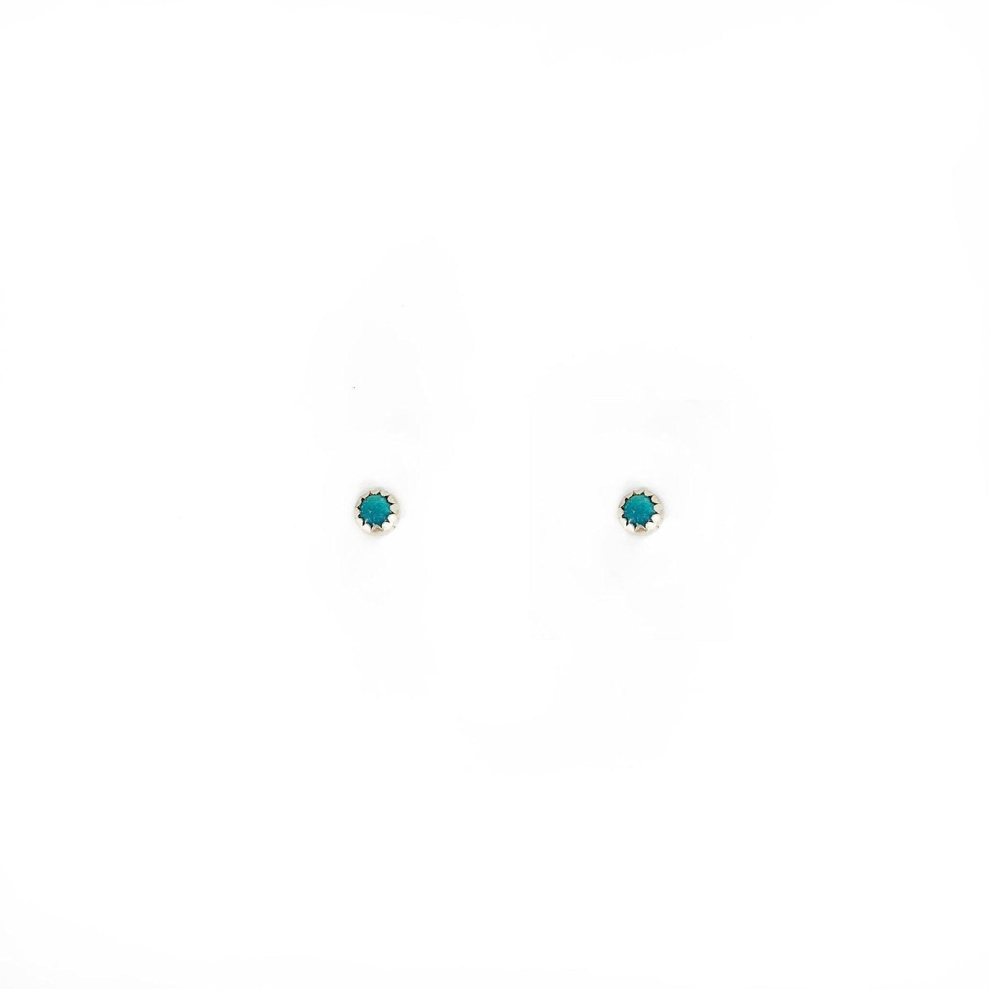 Tiniest Sterling Silver and Turquoise Studs-Earrings-Good Tidings