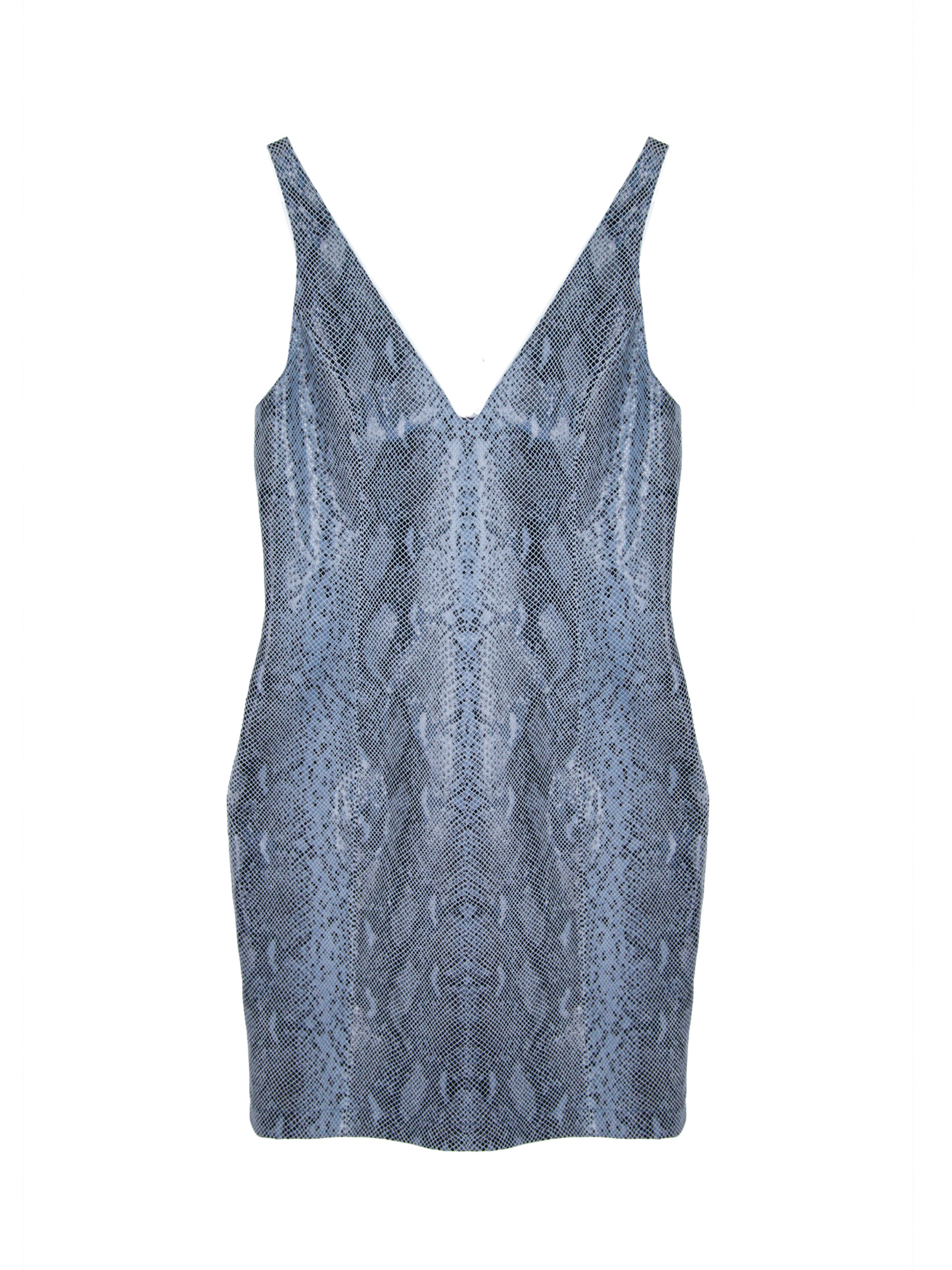 SNAKESKIN PATTERNED STRETCH SHEEPSKIN DRESS