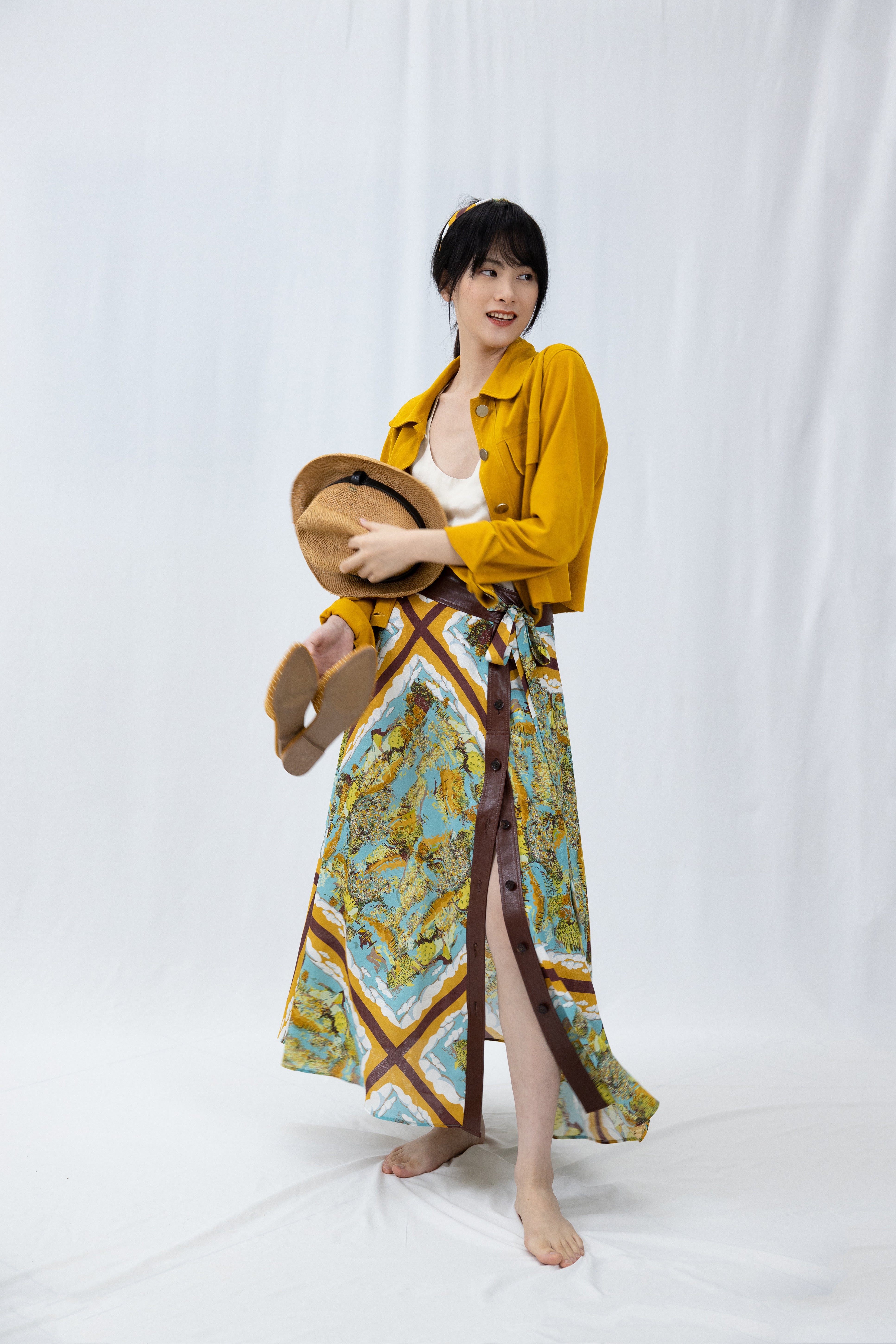 PRINTED LAMBSKIN CIRCLE SKIRT