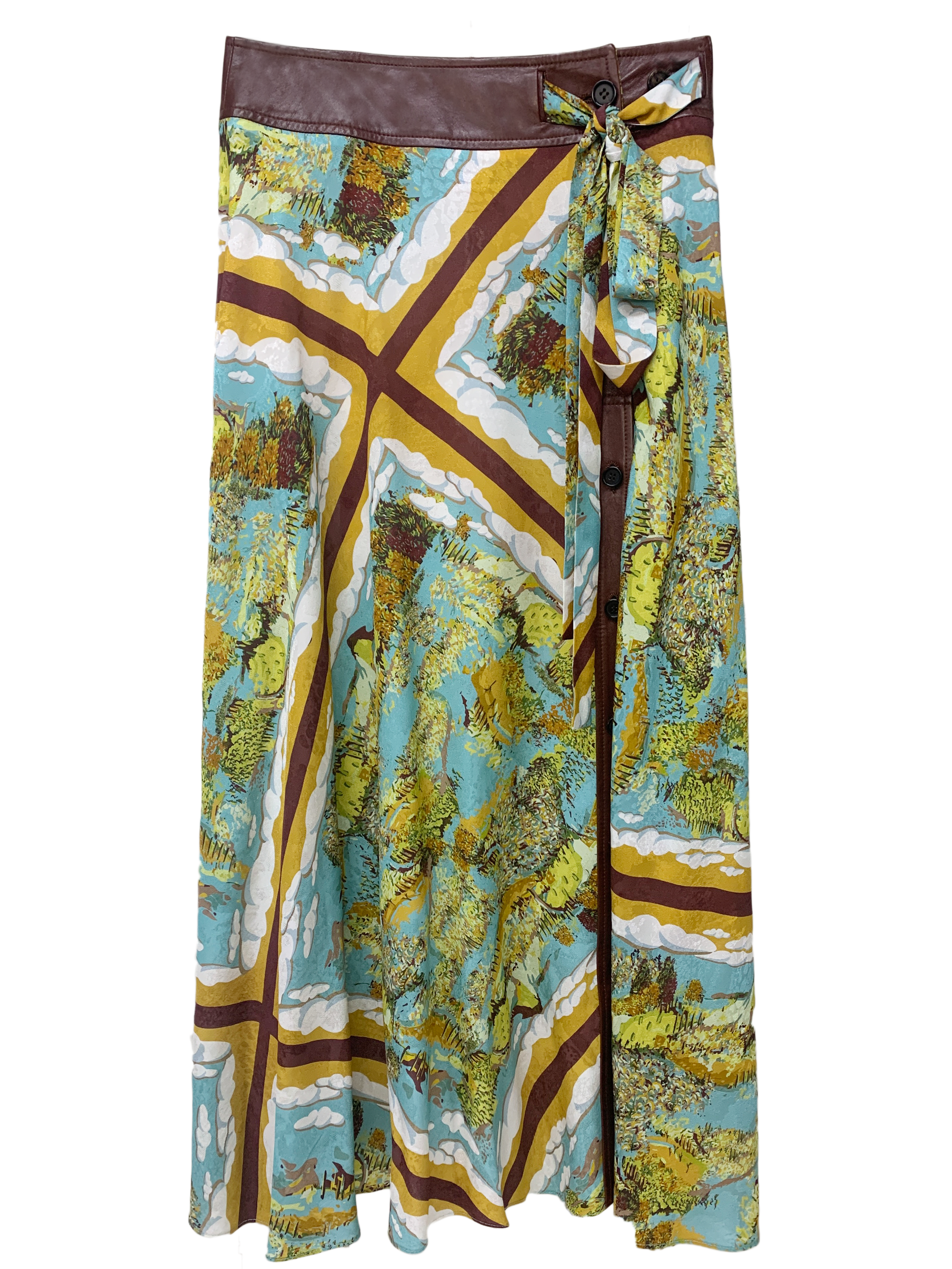 PRINTED LAMBSKIN CIRCLE SKIRT