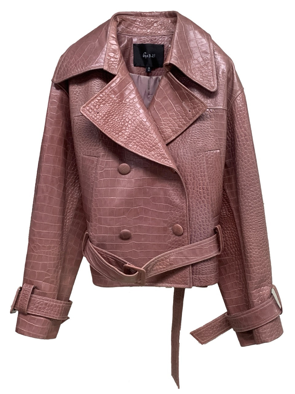 CROCODILE PRINT OIL WAX SHEEPSKIN JACKET