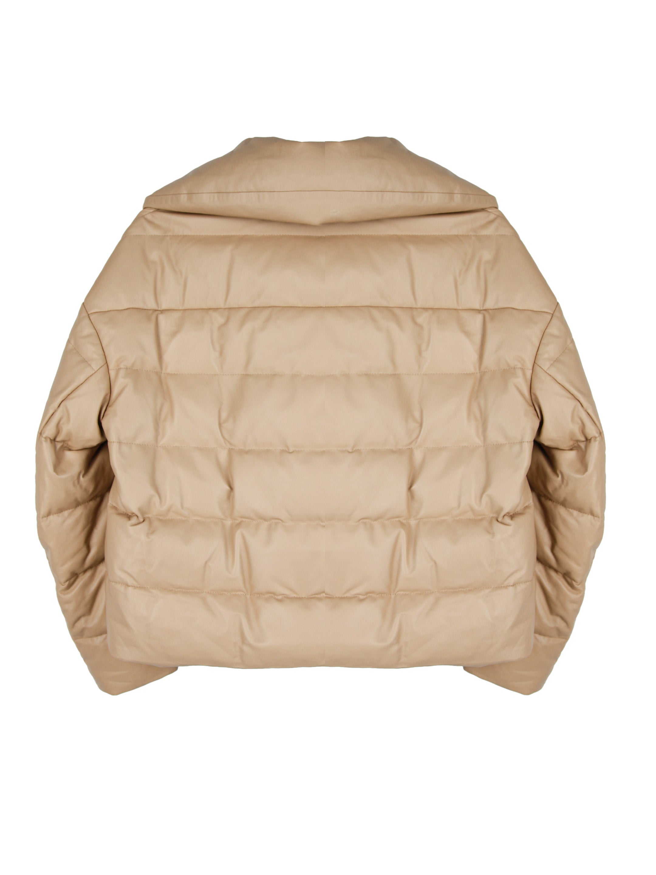 LEATHER ZIP-UP PUFFER JACKET