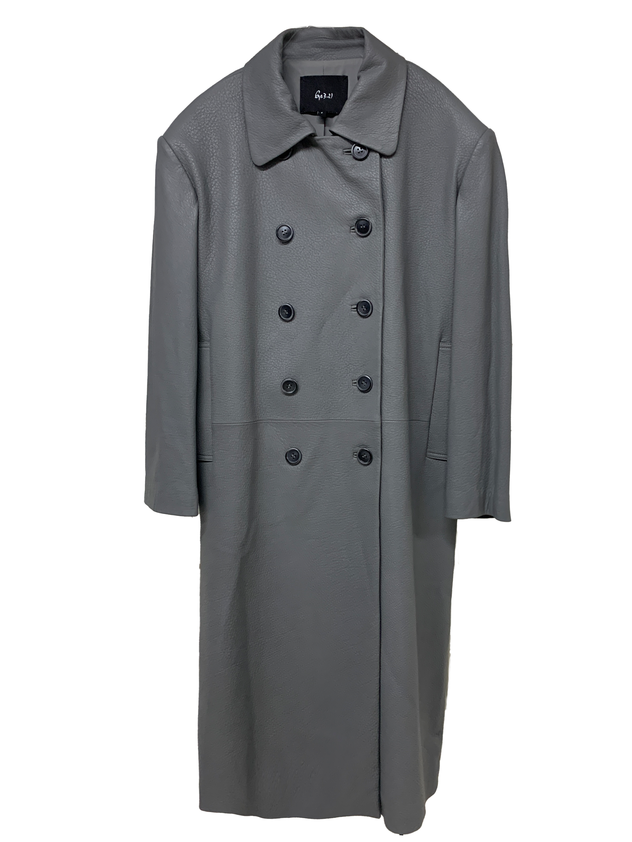 DOUBLE BREASTED LEATHER LONG COAT