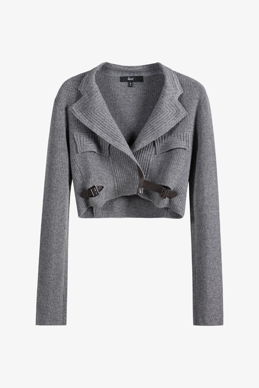 WOOL KNIT CROP BLAZER