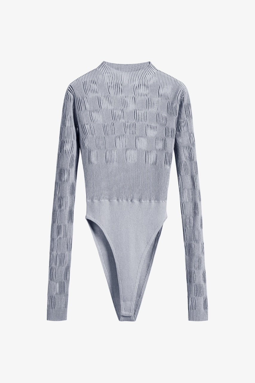 WOOL BLEND KNITTED CUTOUT BODYSUIT