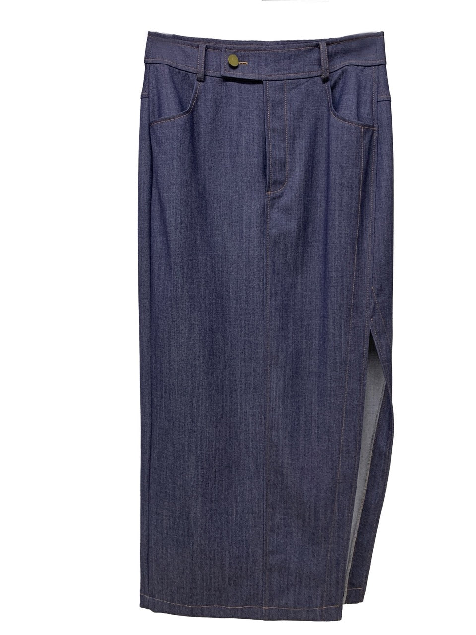 WORSTED WOOL SLIT HALF SKIRT