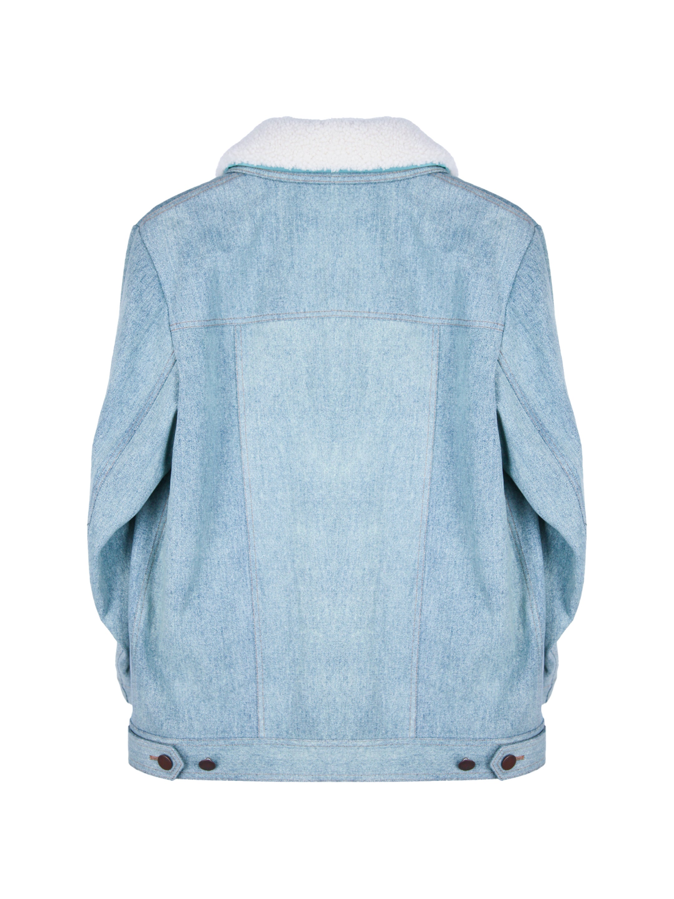 DENIM SHIRT JACKET WITH DETACHABLE FUR COLLAR