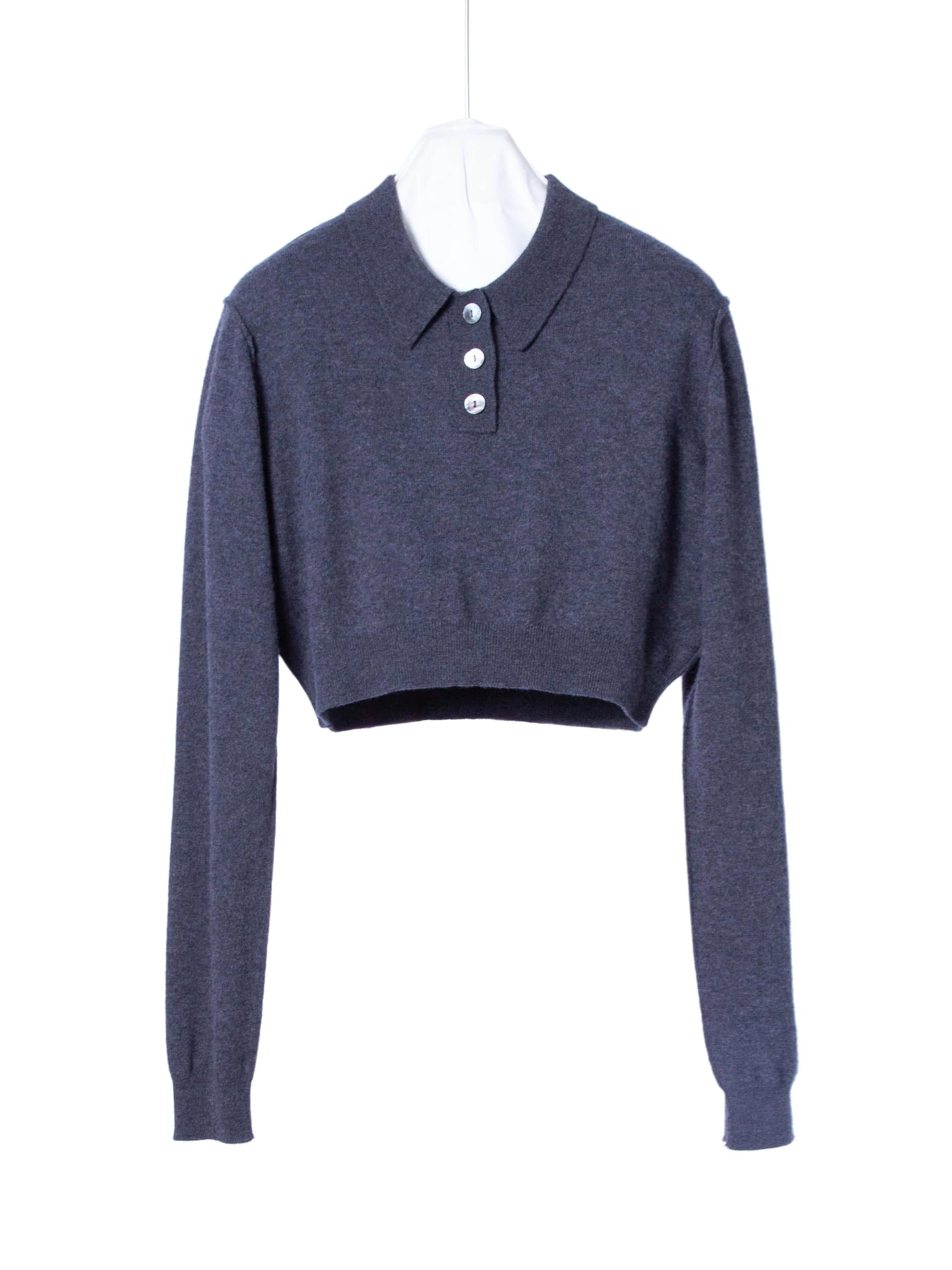 WOOL BLEND POLO SWEATER