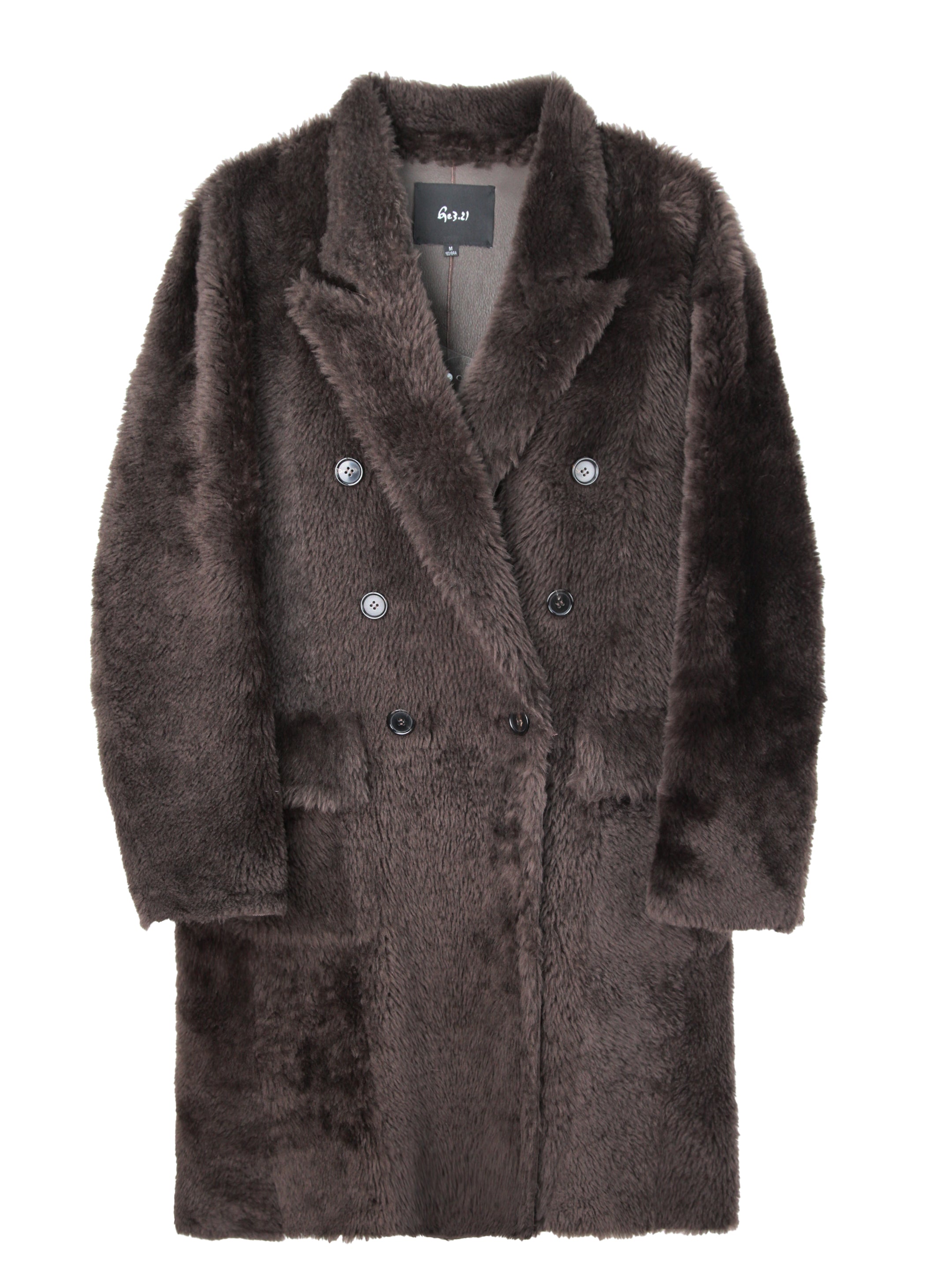 PEAK LAPEL DOUBLE - BREASTED SHEARLING COAT