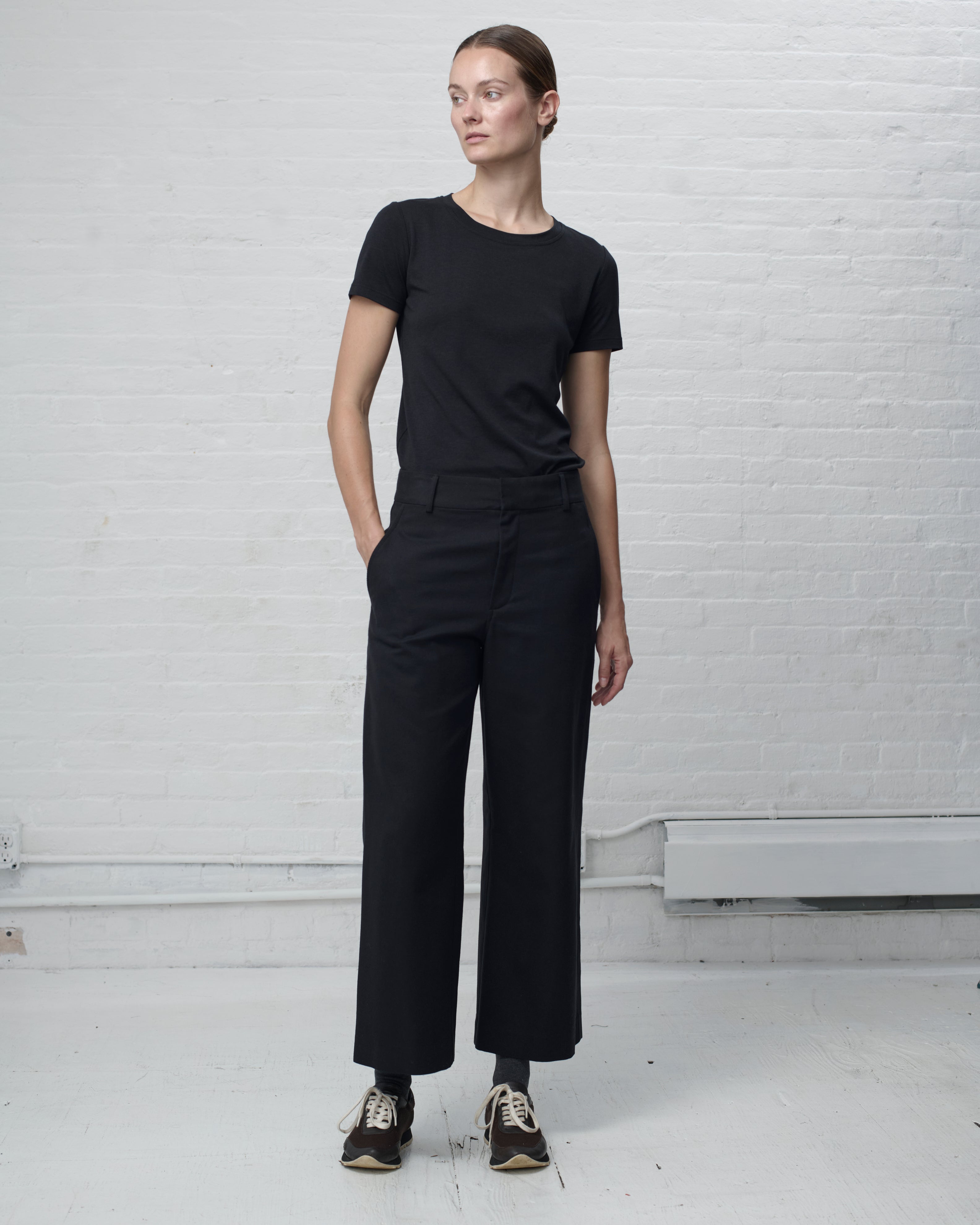 CROPPED COTTON TWILL PANT
