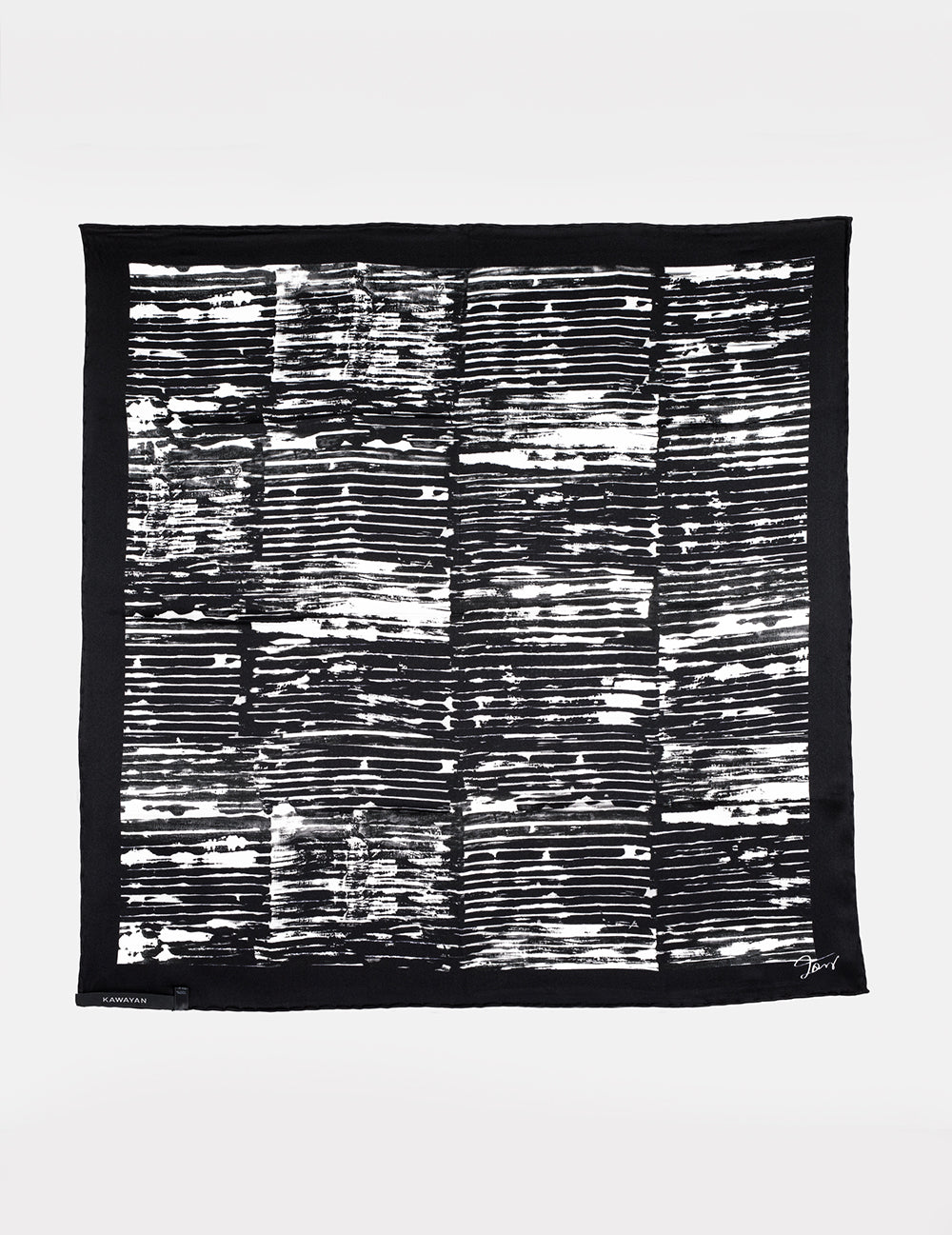 Japanese Stripes Print Silk Scarf KW
