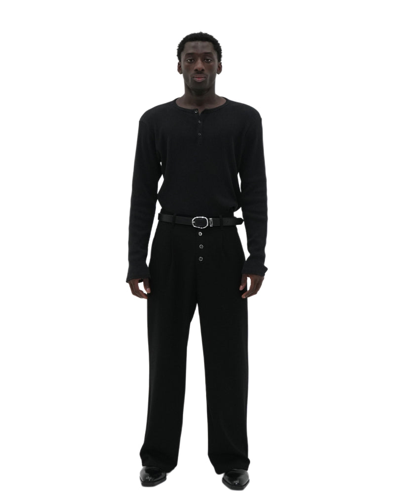 Black Henley Long-Sleeve T-Shirt