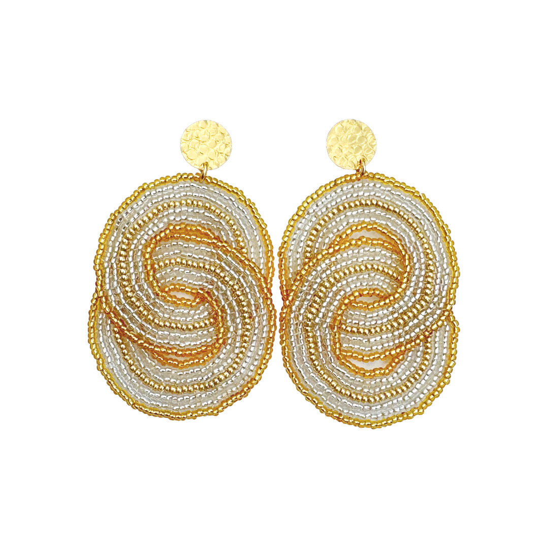WORK OF THE BEADS CRISSCROSSED CIRCLES EARRINGS