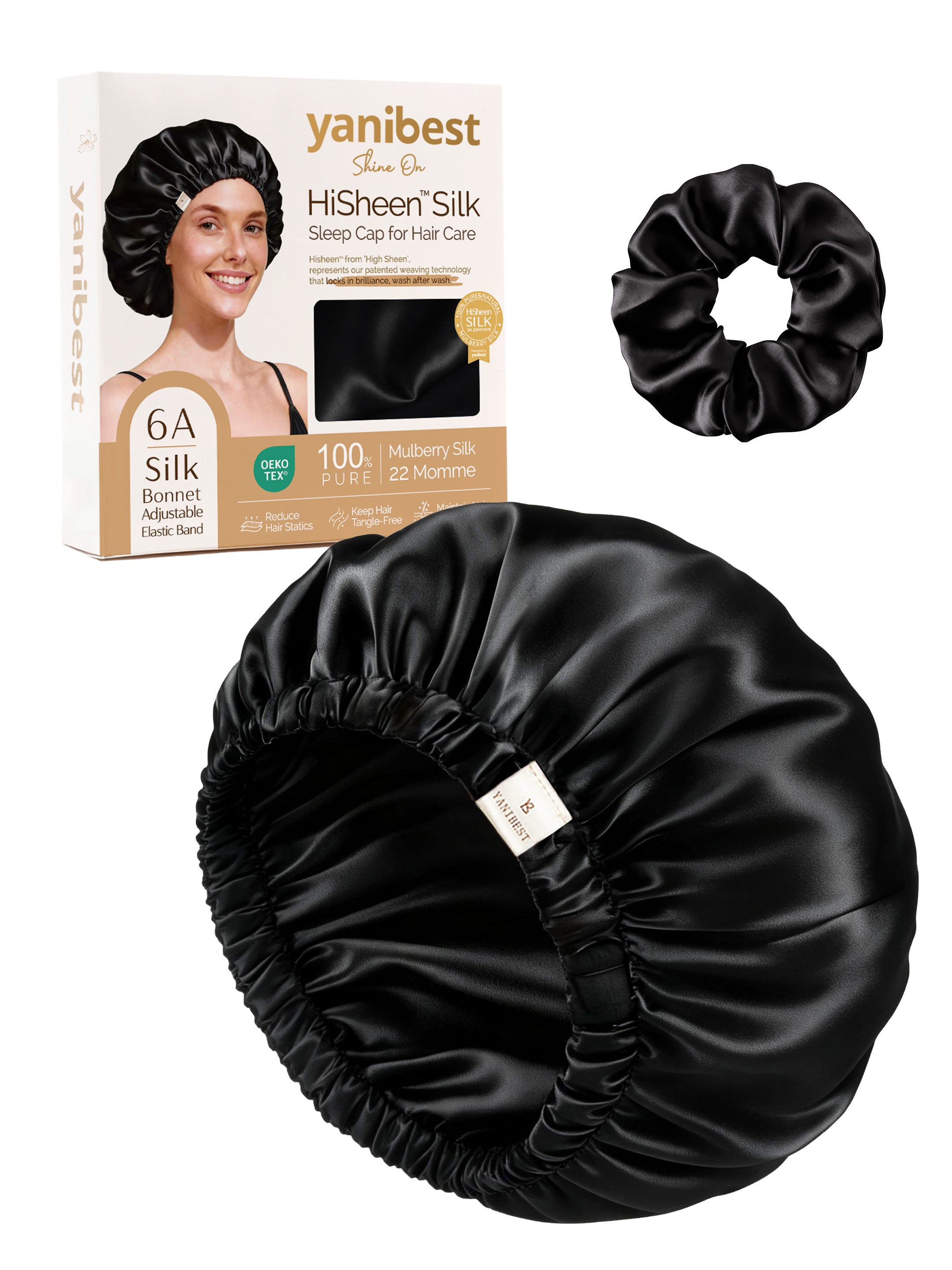 ADJUSTABLE STRAP DOUBLE LAYER MULBERRY SILK BONNET