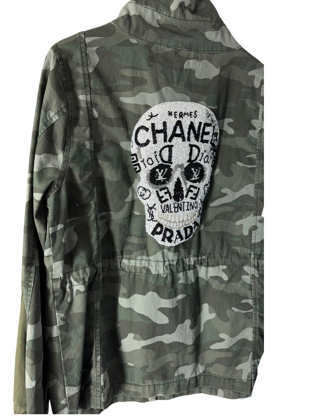 U- NY Army Camp jacket - beaded skull patch