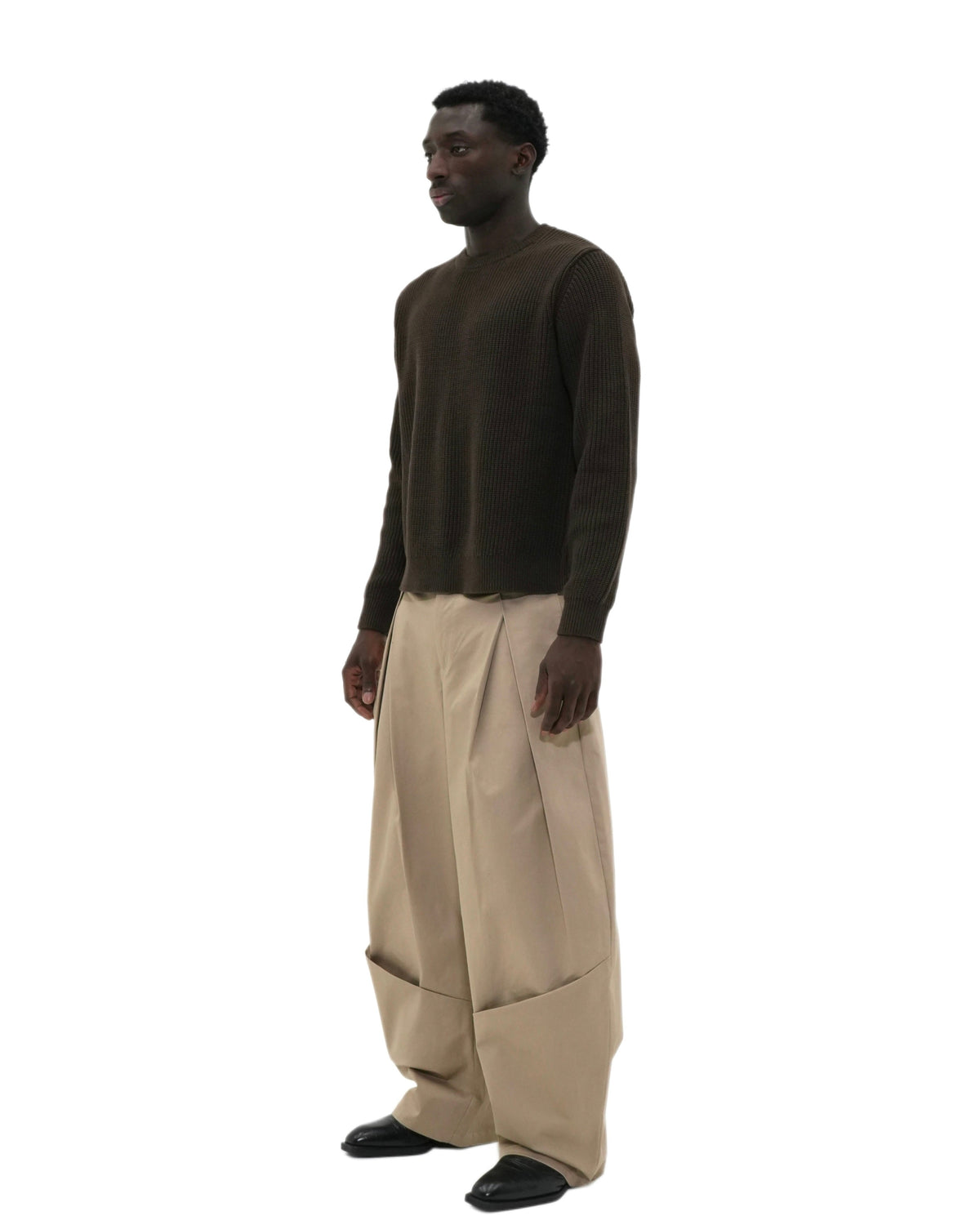 Beige Pleated Pants