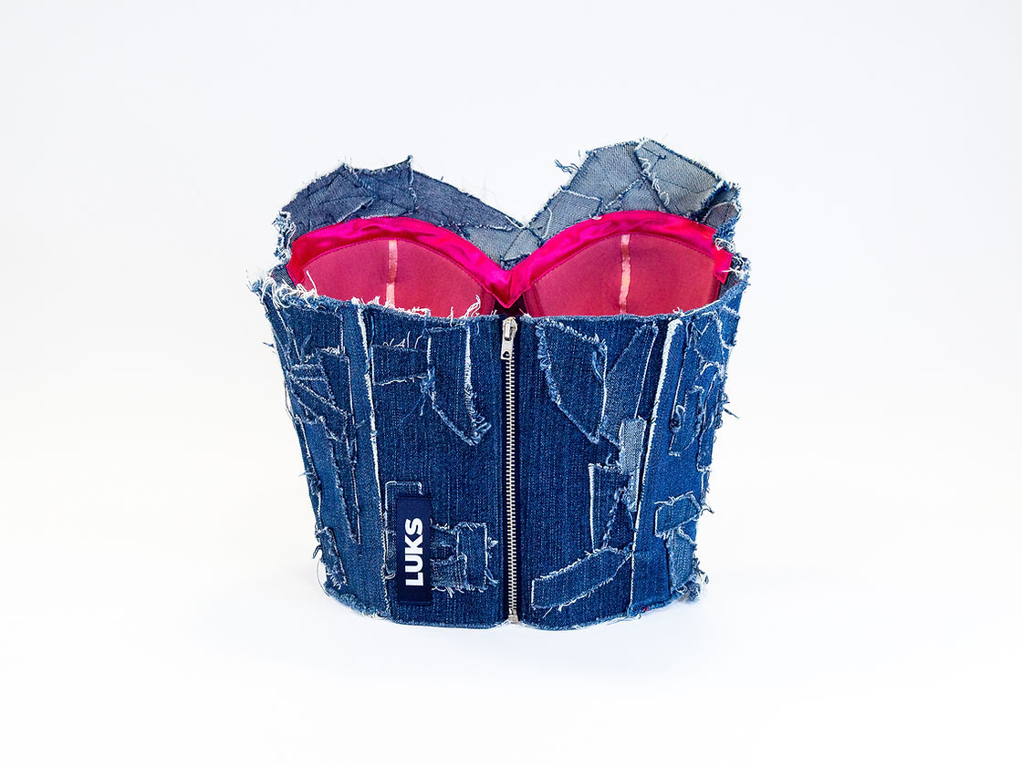 Upcycled denim corset LUKS UNIQUE