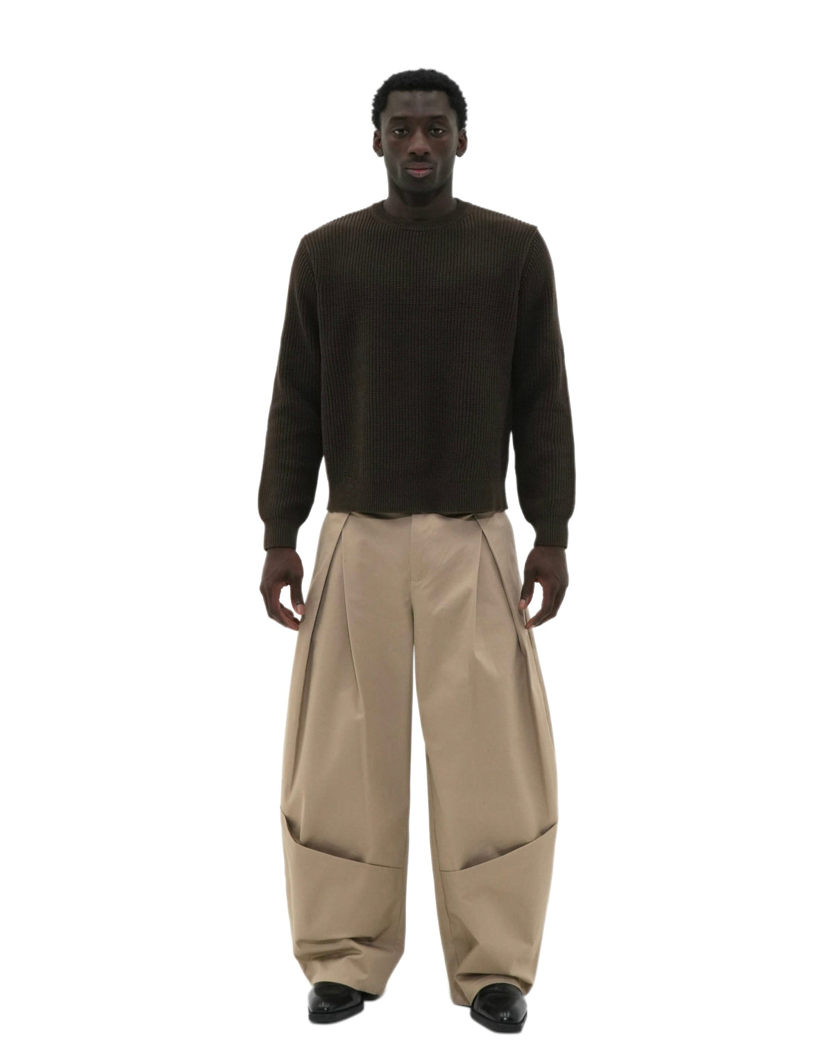 Beige Pleated Pants