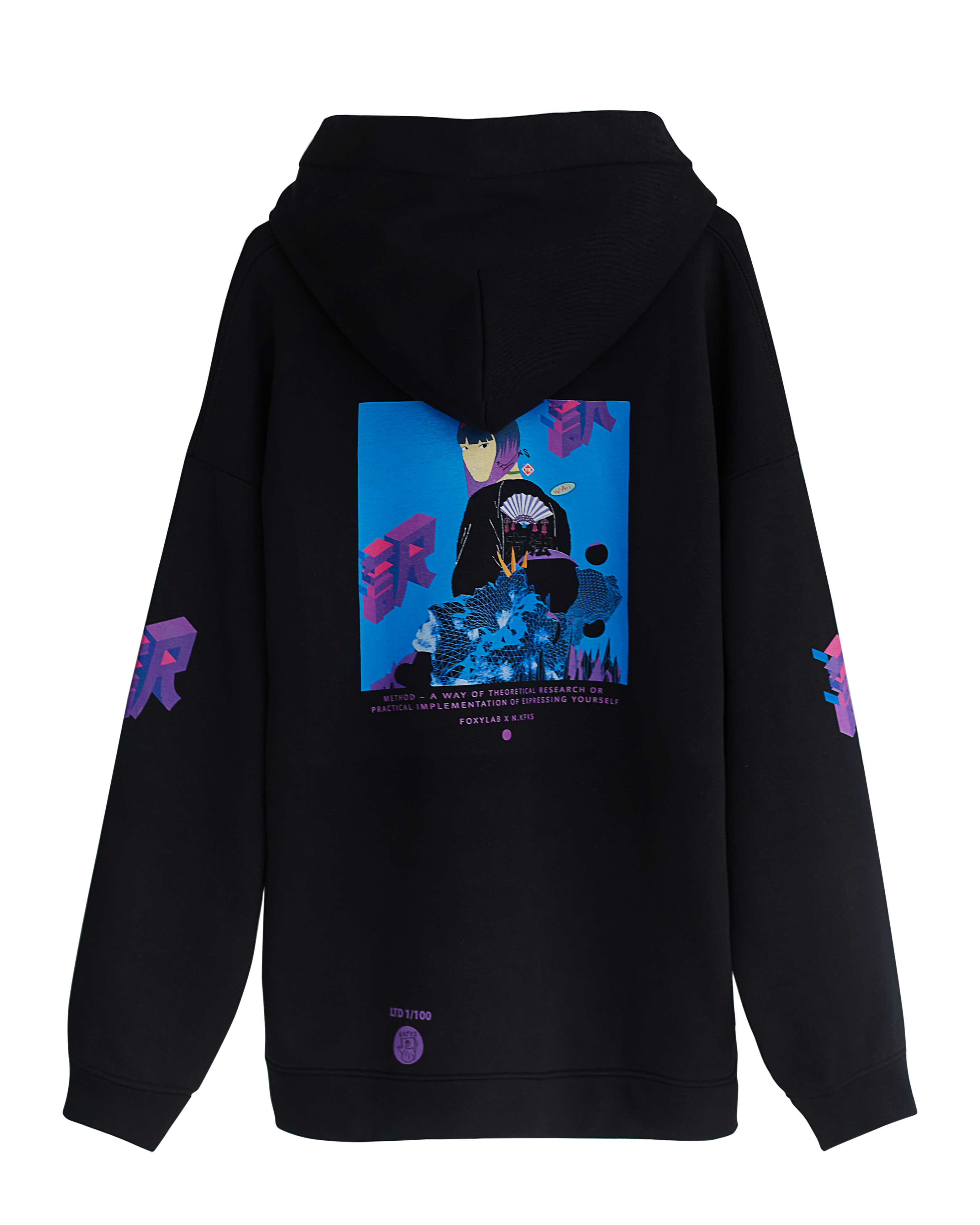 Black fleece hoodie "Blue Method"