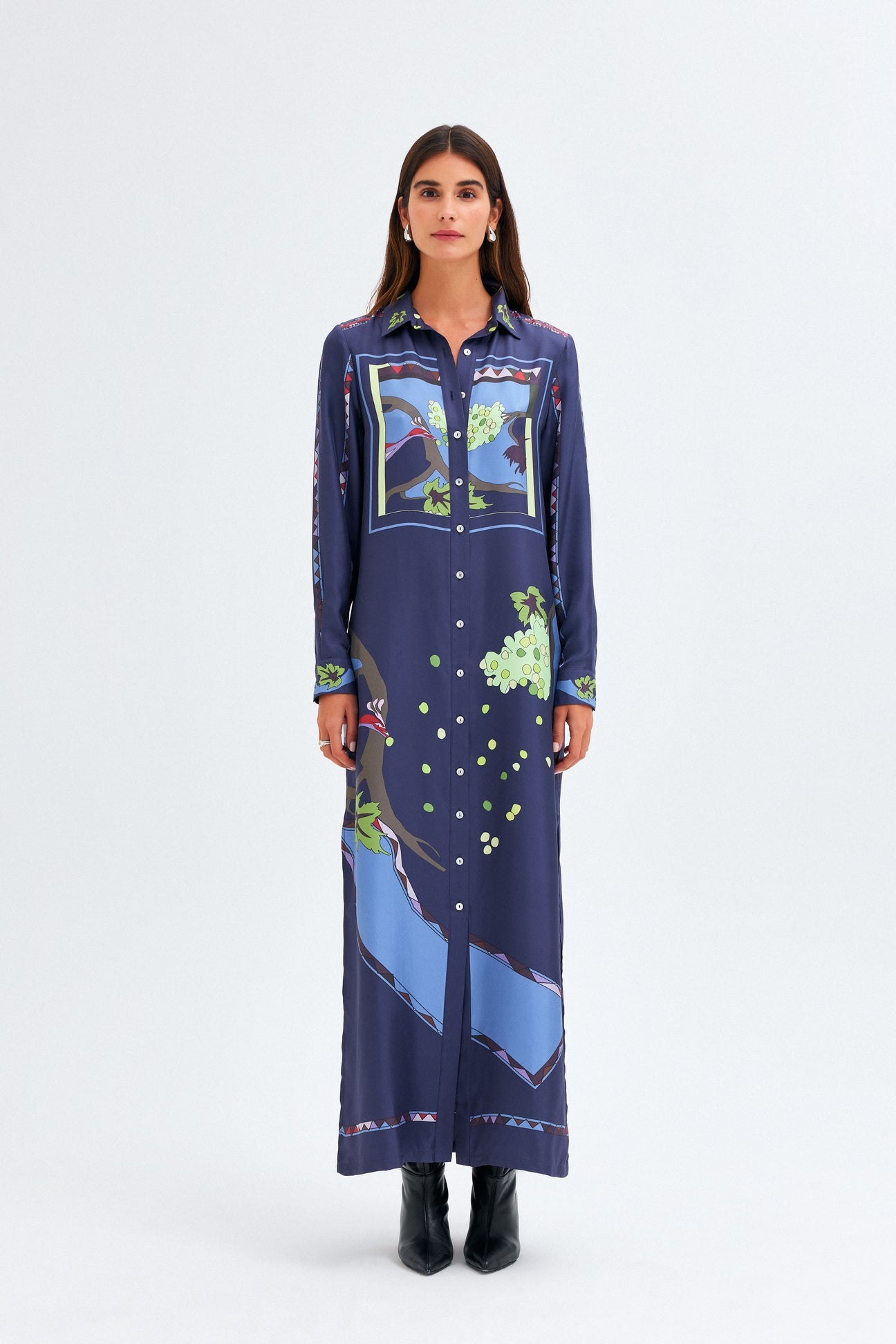 Zeugma Silk Long Shirt Dress