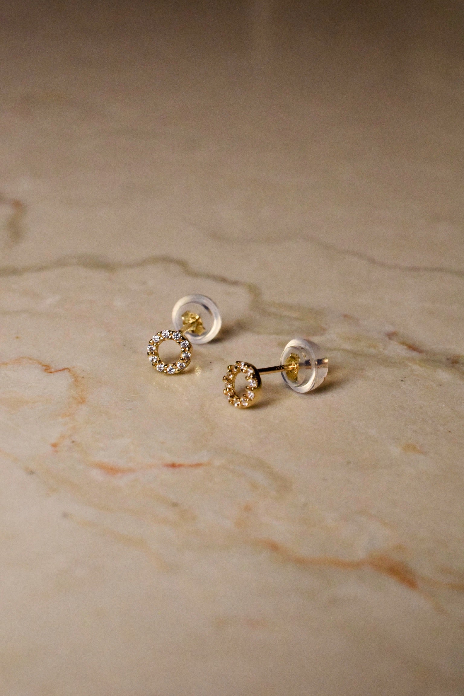 Adeline Tiny Pavé Circle Stud Earrings