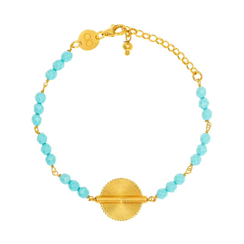 TURQUOISE AKAN GOLDWEIGHT CHAIN BRACELET
