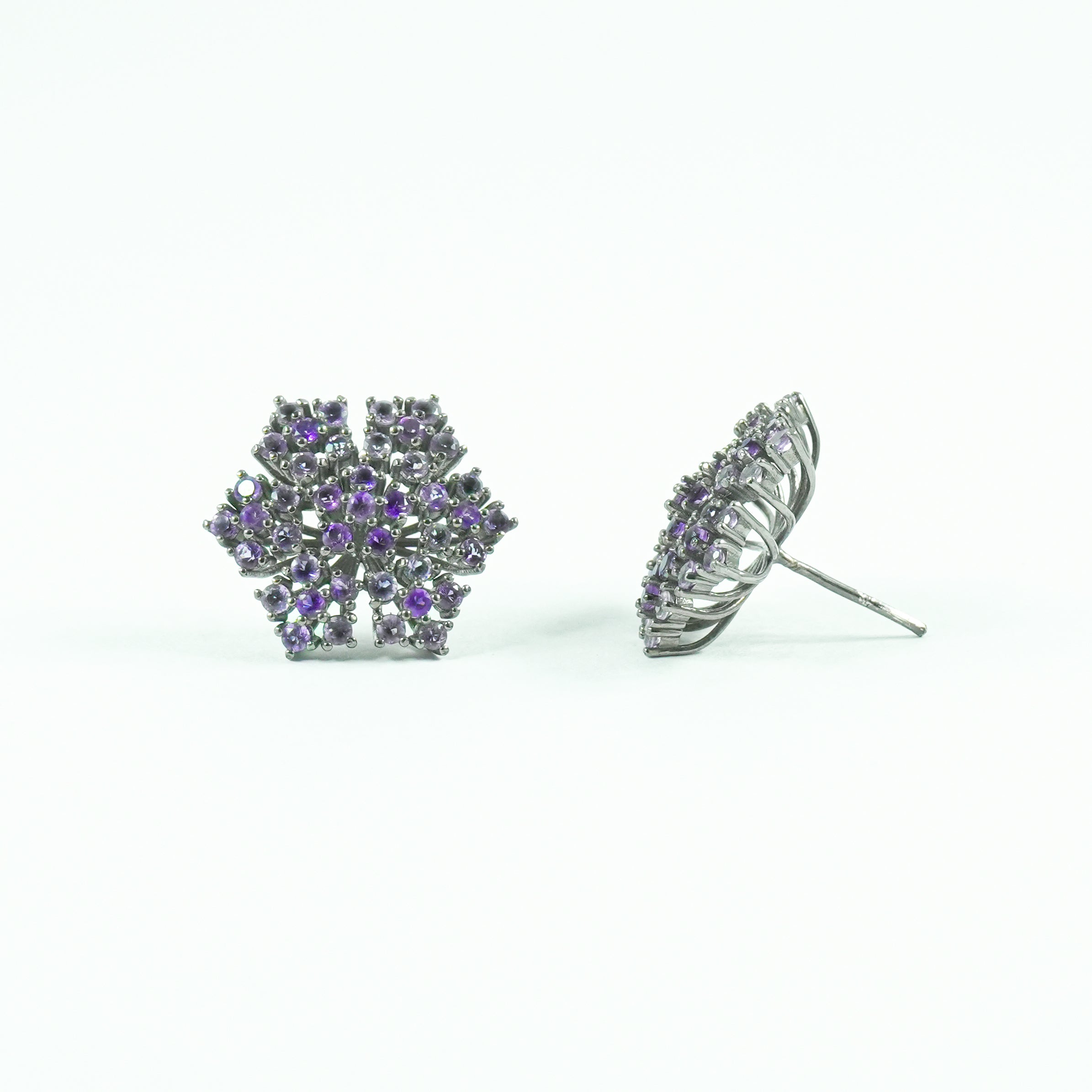 AMETHYST FLOWER STUDS