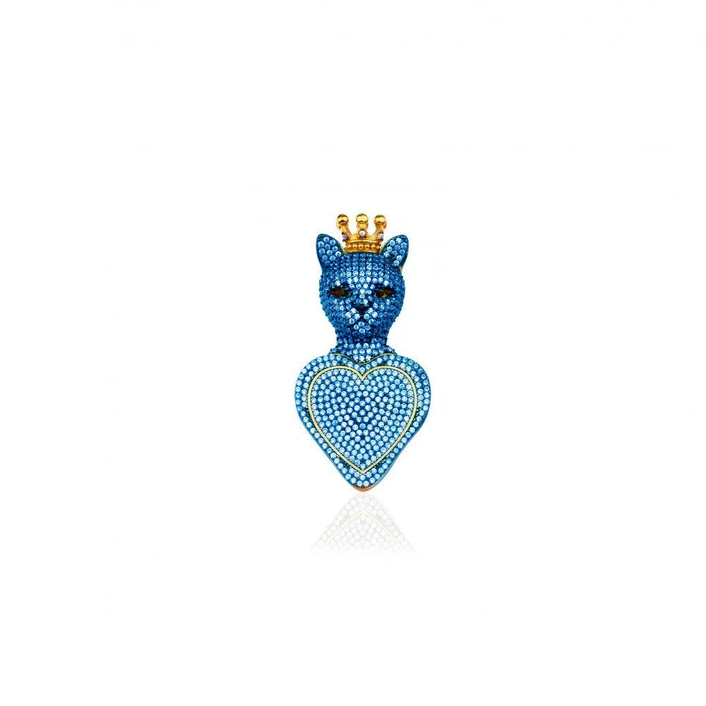 Love of Siam Blue Crystal Large Siamese Cat Pendant/Necklace