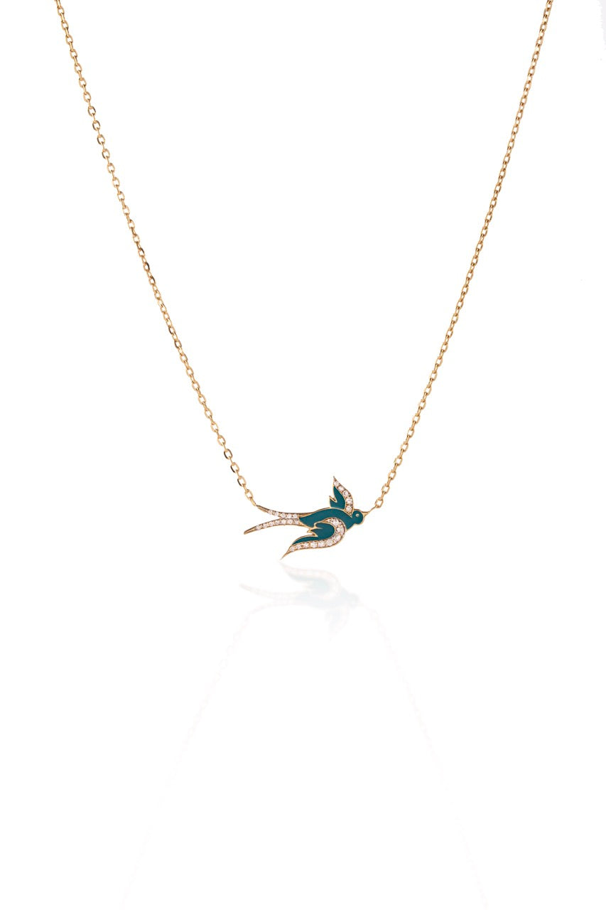 Azure Avian Diamond Bird Necklace