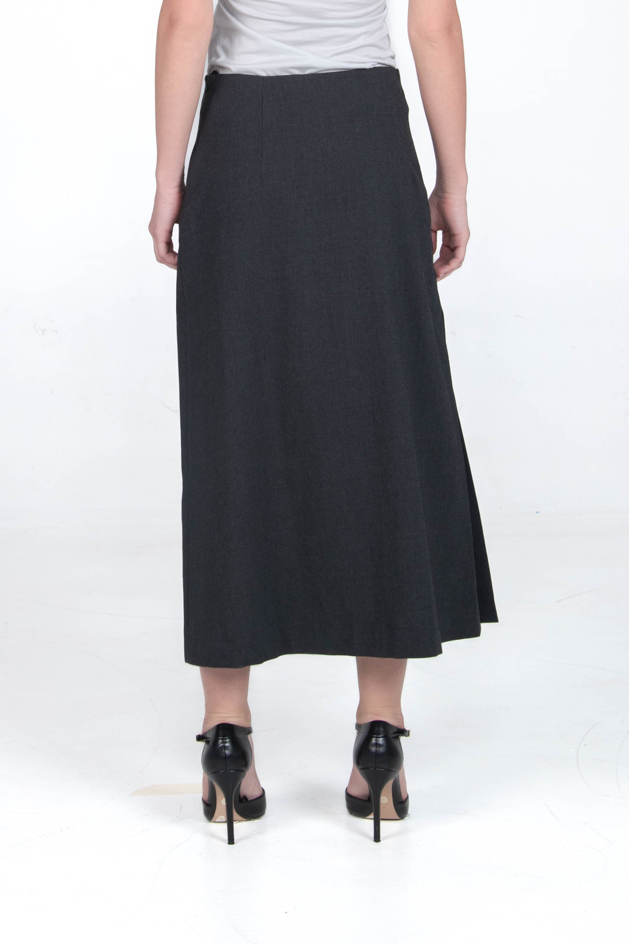 asymmetric pleated embroidery skirt