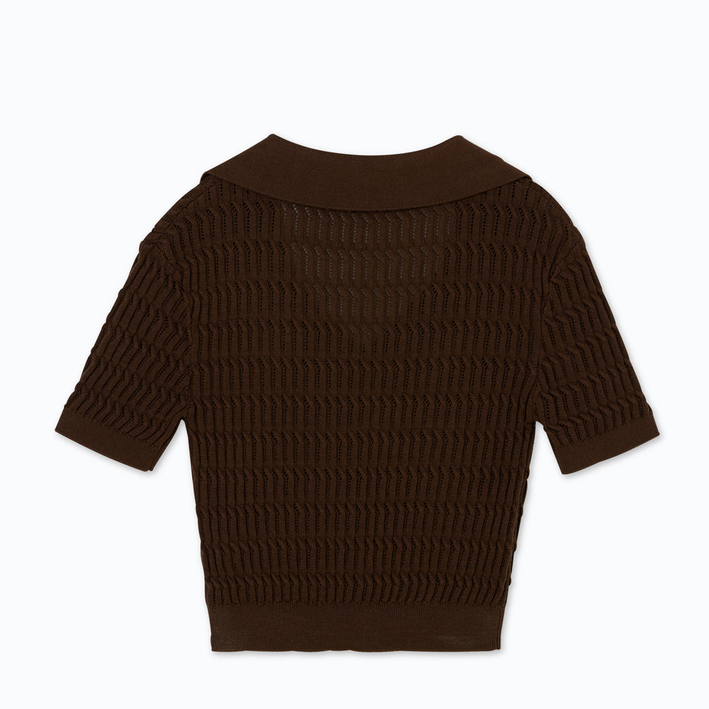 S/S Textured Knit Top Silk Cotton
