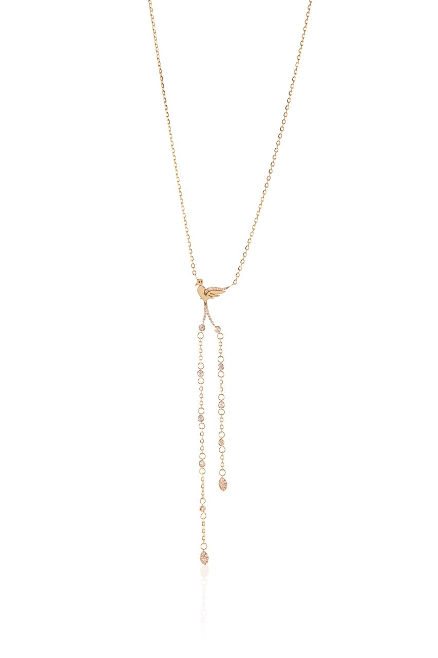 Serene Bird with Cascading Duo Diamond Chains