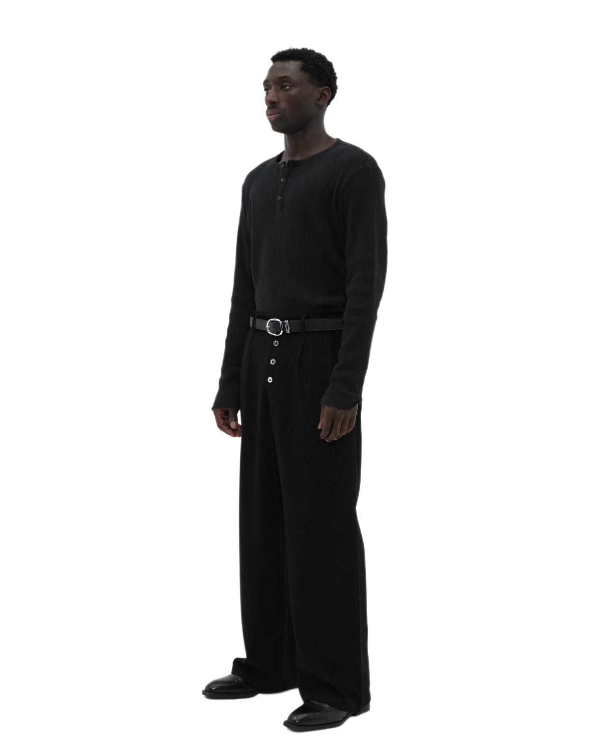 Black Henley Long-Sleeve T-Shirt