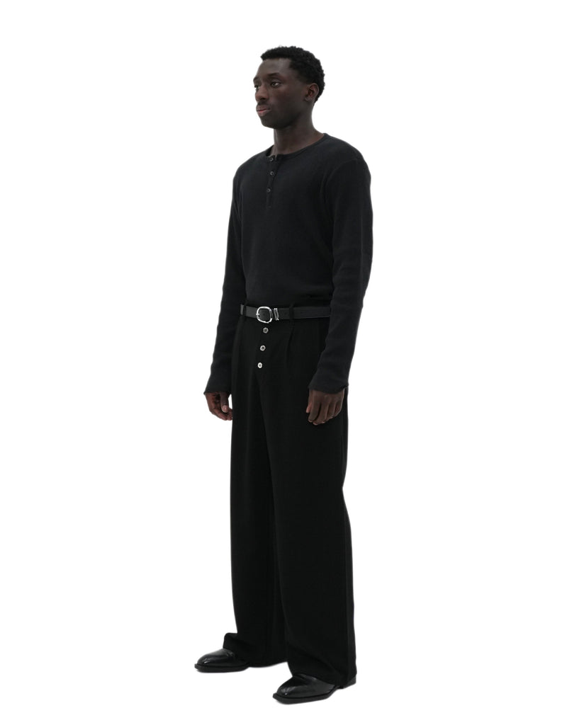 Black Henley Long-Sleeve T-Shirt