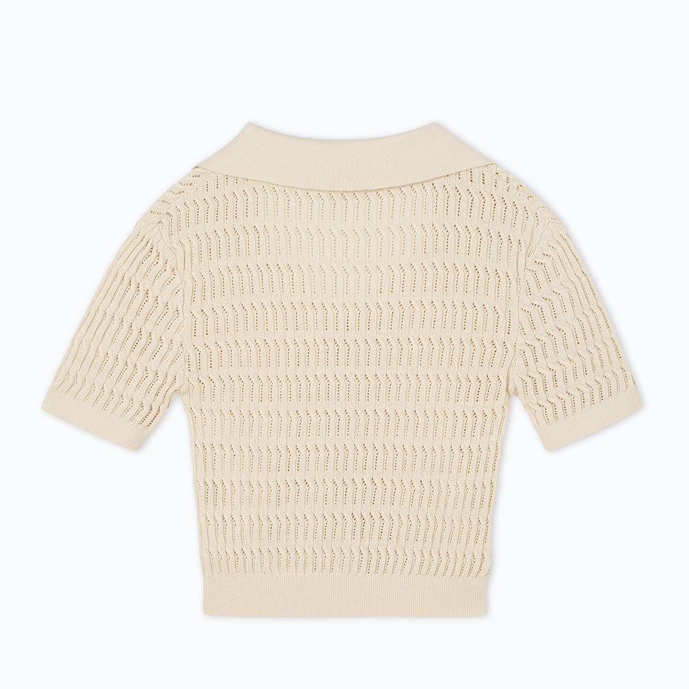 S/S Textured Knit Top Silk Cotton