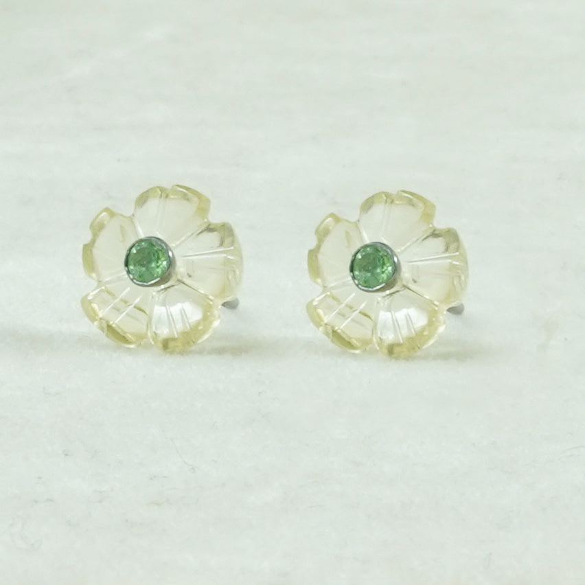 CARVED LEMON TOPAZ STUDS