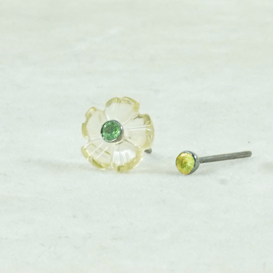 CARVED LEMON TOPAZ STUDS