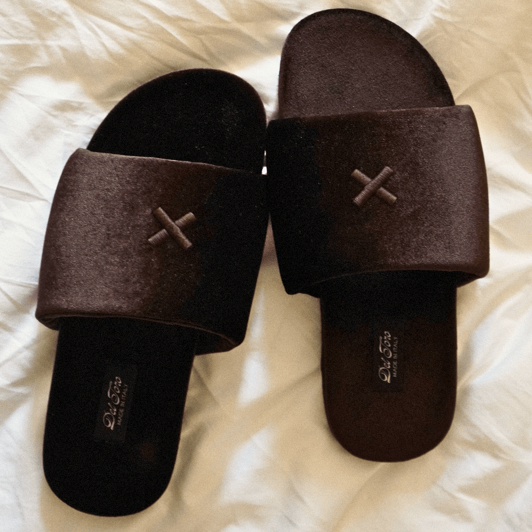 Men's Chocolate Brown Velvet House Slide